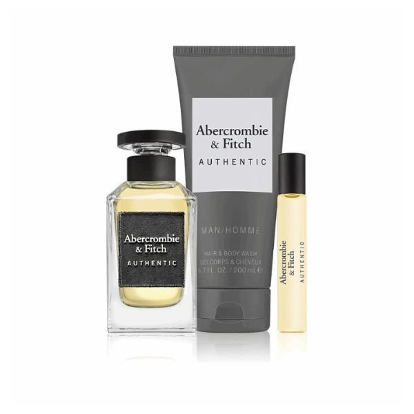 Abercrombie & Fitch Authentic Man EDT gift set 100ml 15ml 200ml (British brand)