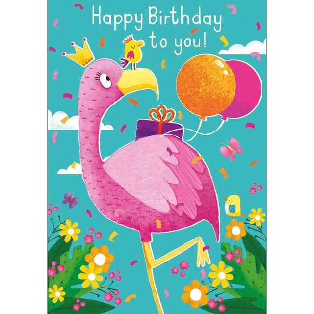 Flamingo Birthday Card GOODS M&S   