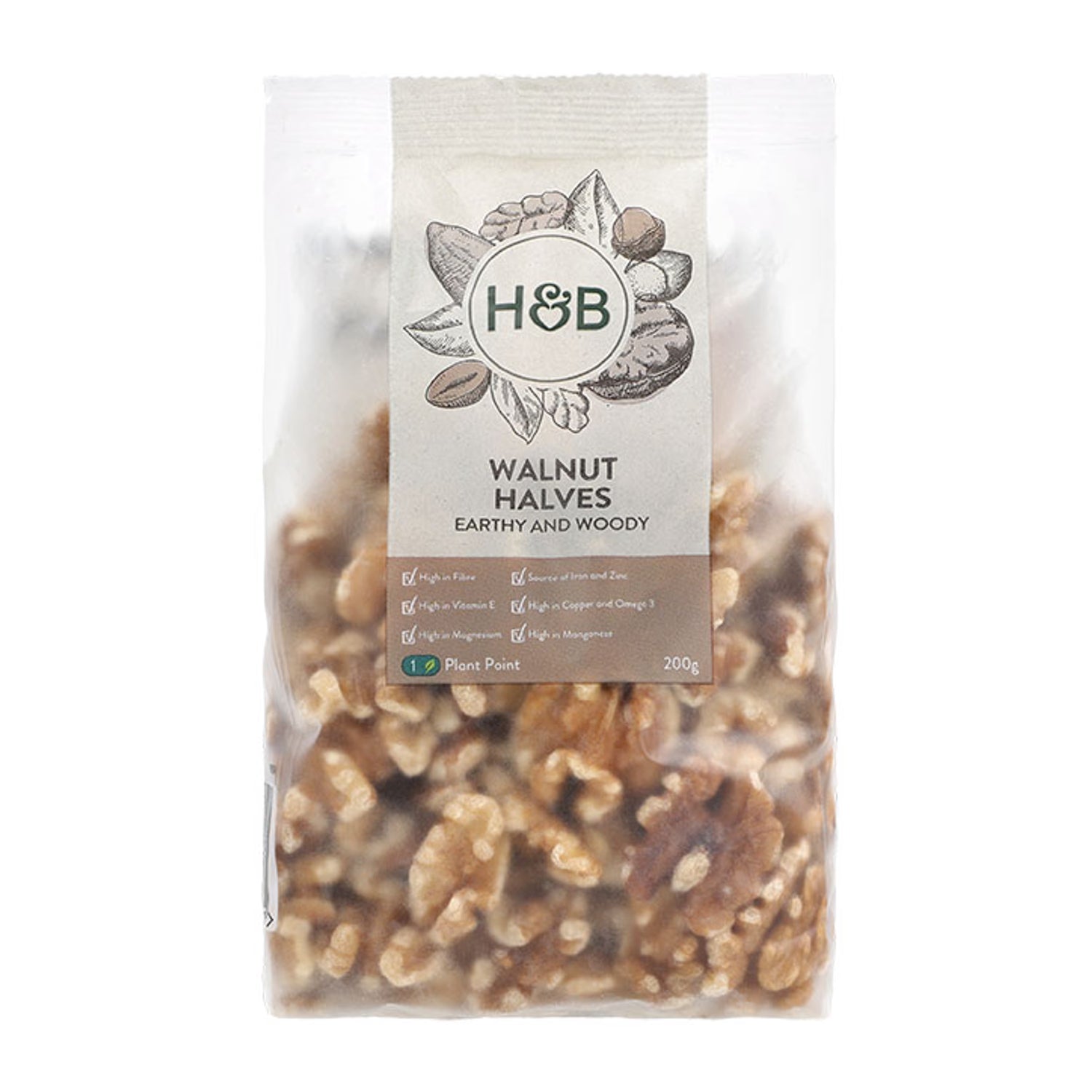 Holland & Barrett walnut halves 200g (British brand)