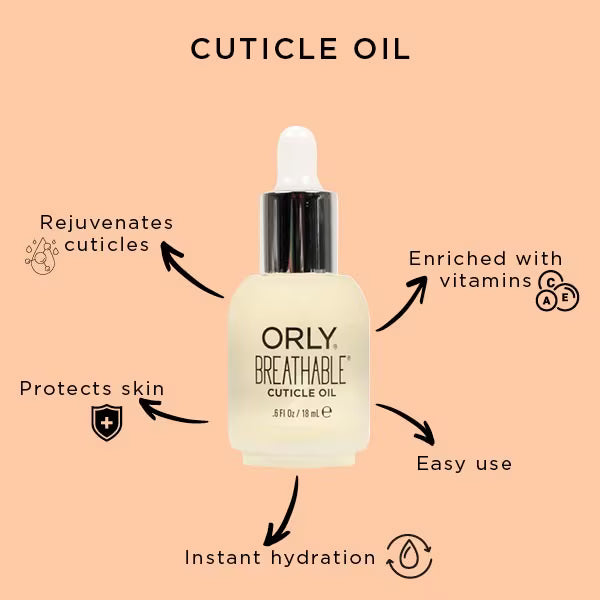 Orly Breathable Cuticle Oil 18ml, imported from the UK