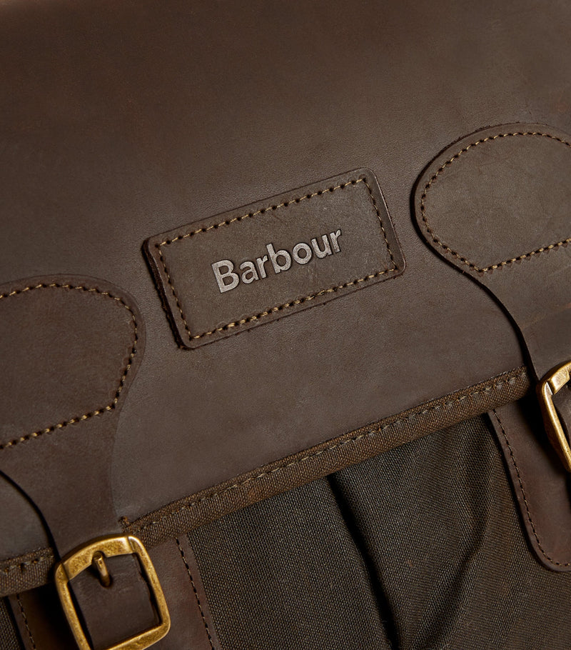Barbour waxed Tarras messenger bag with leather trim, imported from the UK