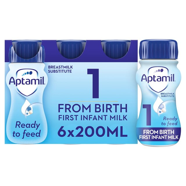 Aptamil 1 First Infant Baby Milk Formula Liquid Ready to Feed from Birth   6 x 200ml