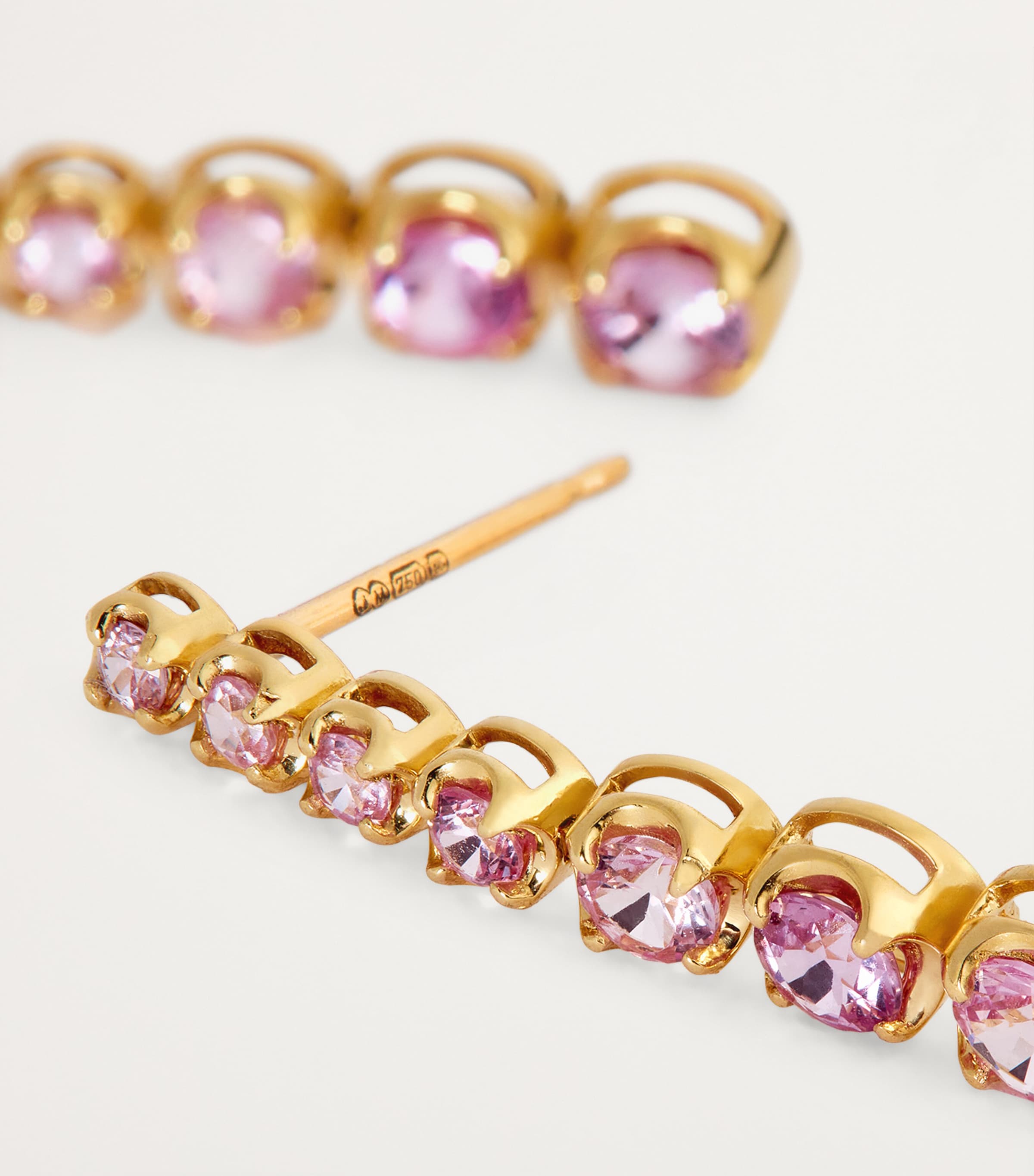 Jennifer Meyer yellow gold pink sapphire tennis stud earrings, UK version