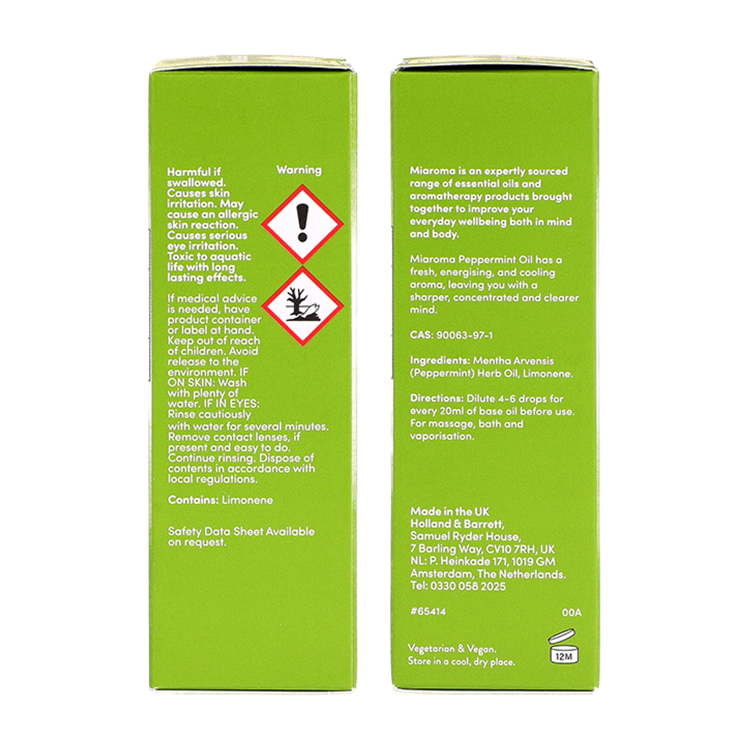 Miaroma peppermint pure essential oil 30ml, UK version