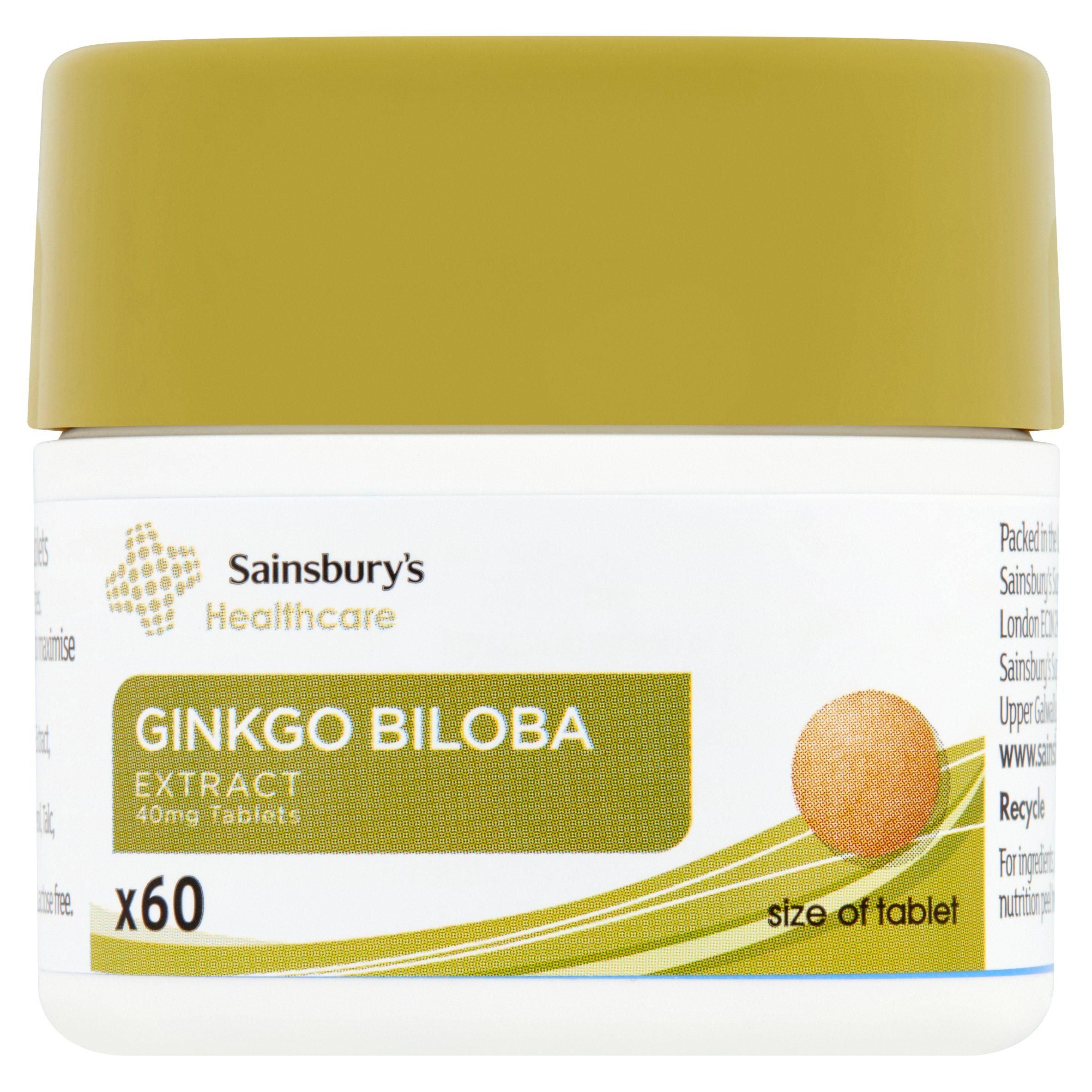 Sainsbury's Ginkgo Biloba 60's 40mg Vitamins Minerals & Supplements Sainsburys   