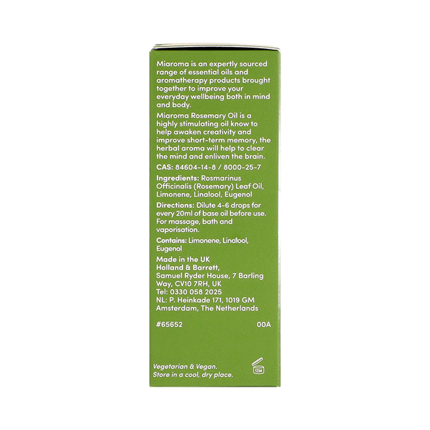Miaroma Rosemary Pure Essential Oil 20ml, imported from the UK