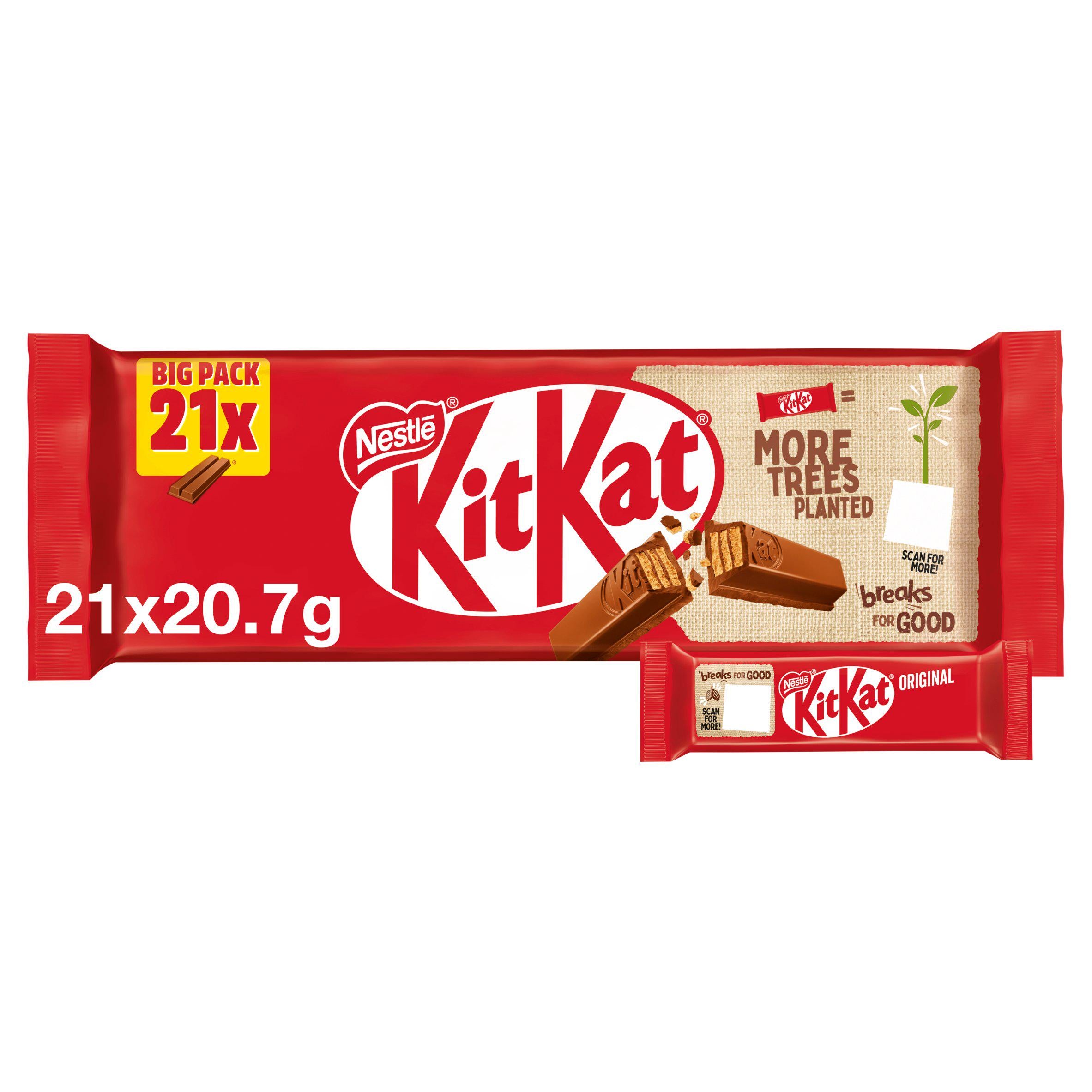 KitKat 2 Finger Milk Chocolate Biscuit Bar Multipack x21 434.7g GOODS Sainsburys   