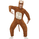 Smiffys adult monkey costume brown jumpsuit with hood - British product
