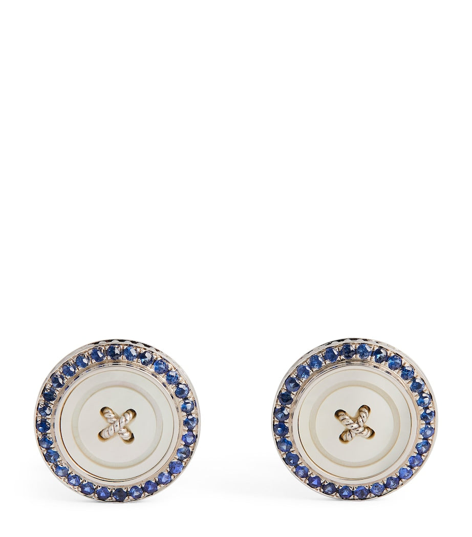 Tateossian stainless steel sapphire button cufflinks, UK version