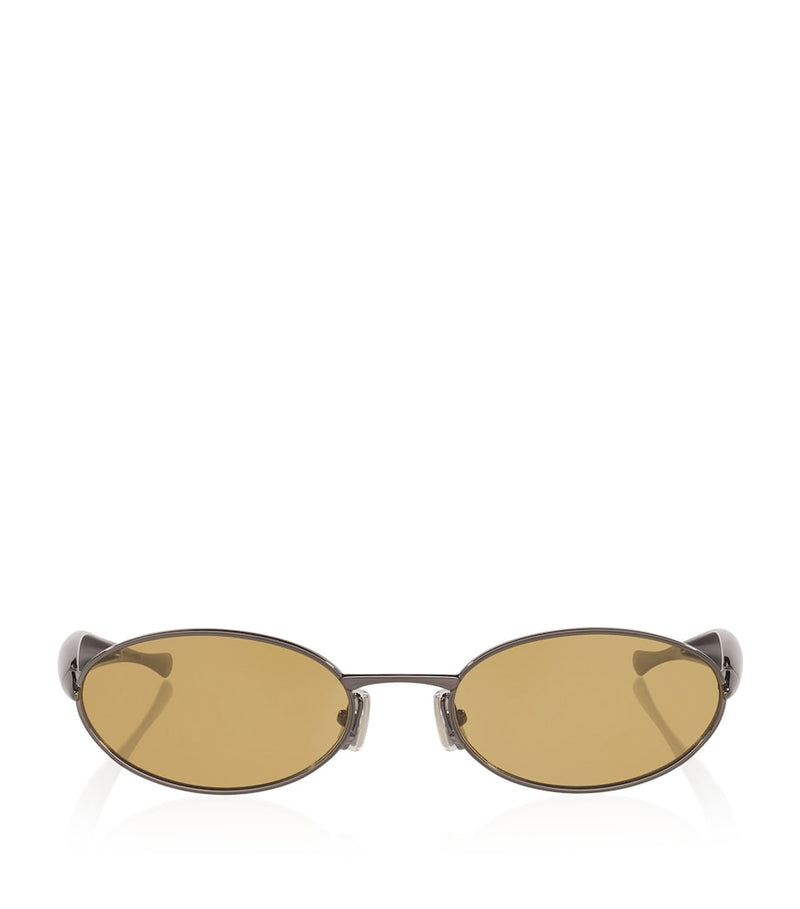 Bottega Veneta Oval Sardine sunglasses metal temples, imported from the UK