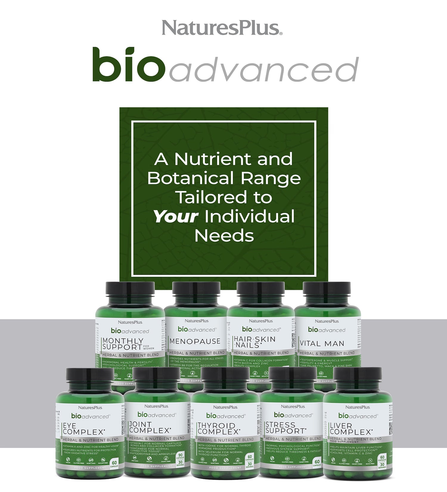 NaturesPlus BioAdvanced hair skin nails 60 capsules - British product