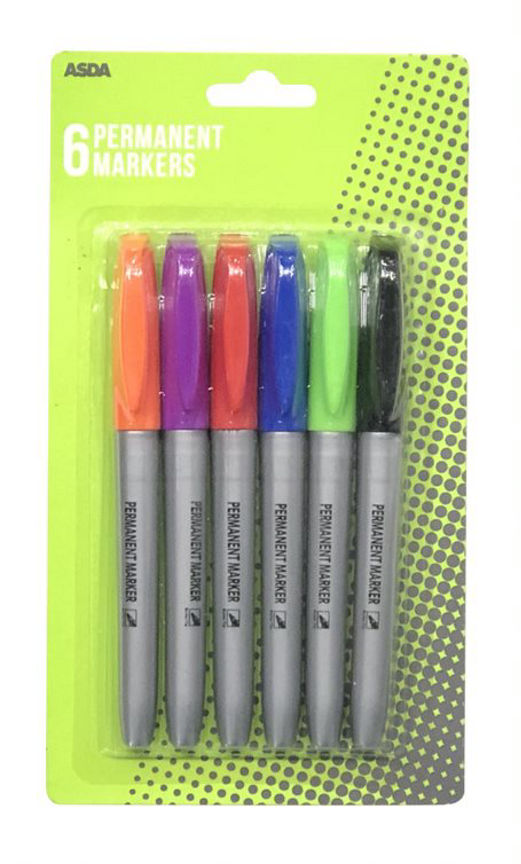 ASDA Permanent Markers – 6 Pack Office Supplies ASDA   