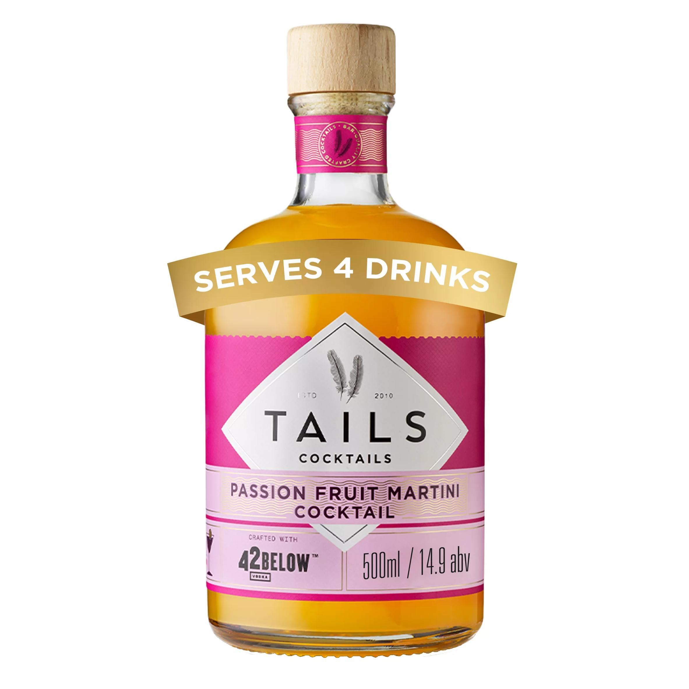 Tails Cocktails Passion Fruit Martini Cocktail Premixed Vodka Cocktail 50cl GOODS Sainsburys   