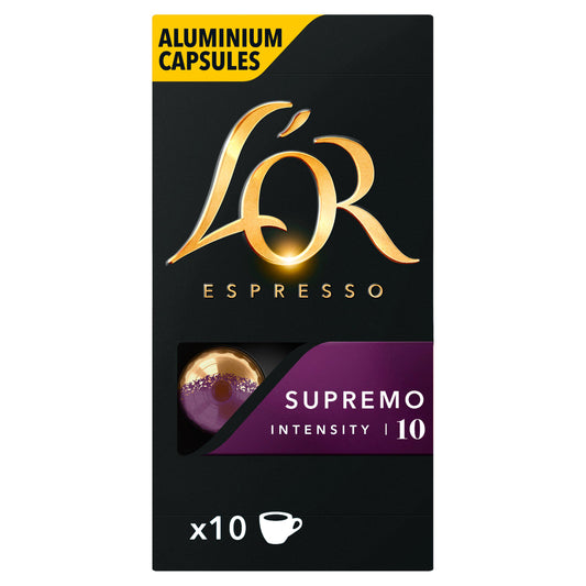 L'OR Nespresso Compatible Espresso Supremo x10 Aluminium Coffee Capsules Intensity 10 All coffee Sainsburys   