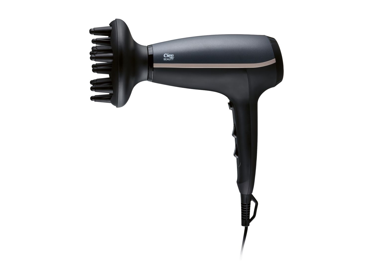 Ionic hair dryer with diffuser and nozzle (British brand)