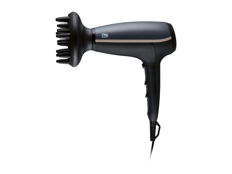 Ionic hair dryer with diffuser and nozzle (British brand)