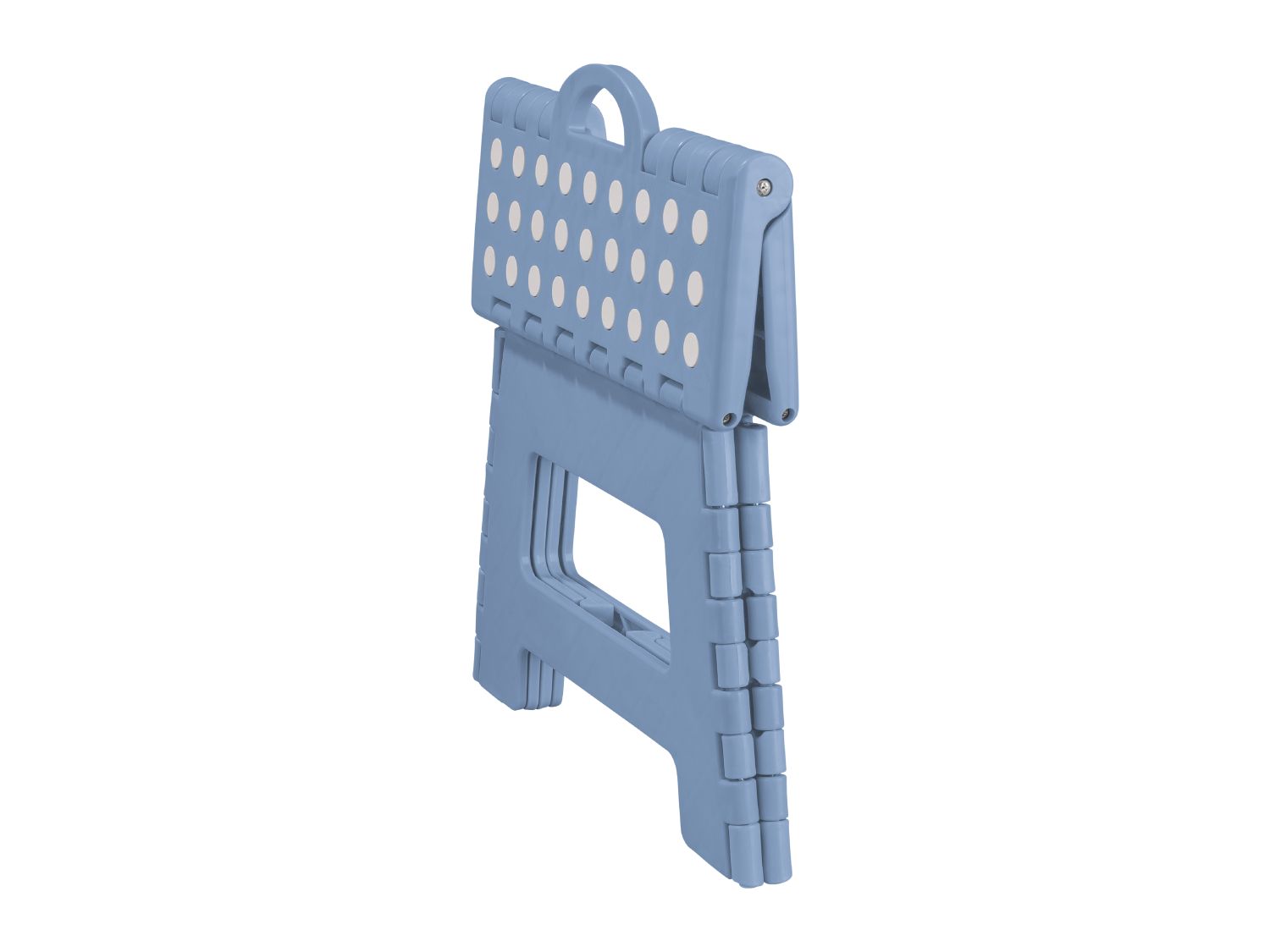 Blue folding step stool with non-slip surface, UK version