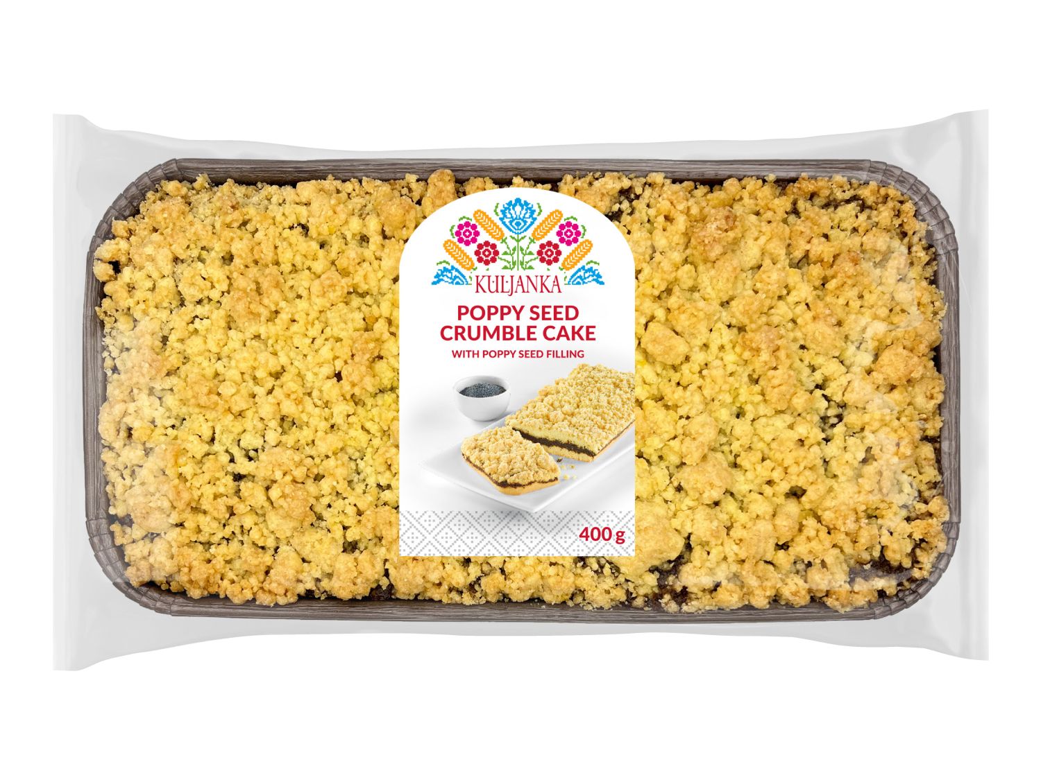 Assorted cakes with poppy seed and quark options (British brand)