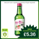 Jinro Korean peach soju 13% ABV bottle, UK version