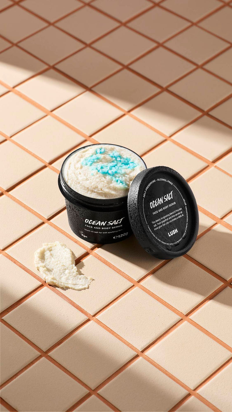 Lush Ocean Salt self-preserving face and body scrub (British brand)