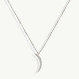 MUCHV gold crescent moon necklace with cubic zirconia stones - British product