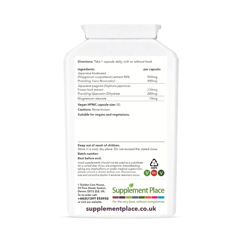 Supplement Place Trans Resveratrol and Quercetin 120 capsules (British brand)