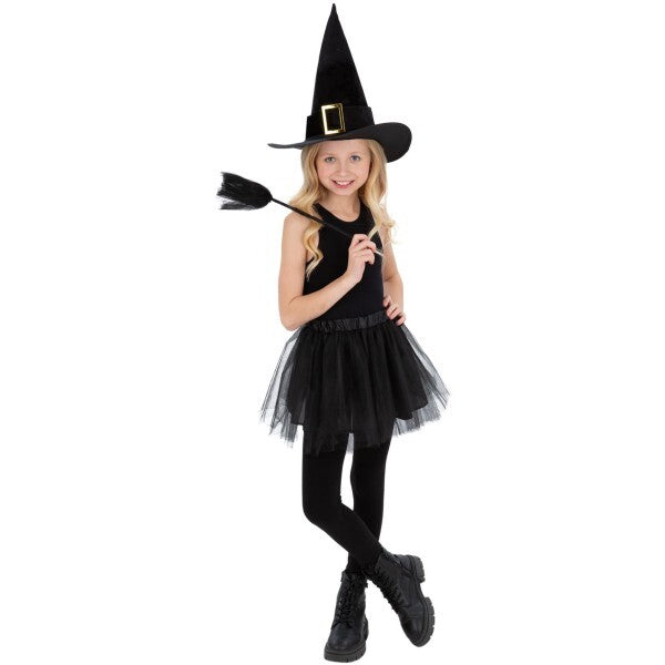 Smiffys Kids Witch Kit with tutu, hat and broom, imported from the UK
