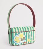 STAUD beaded Tommy shoulder bag with lobster embroidery (British brand)