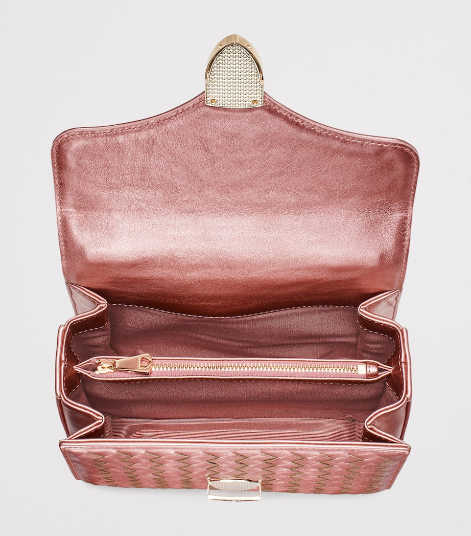 Aspinal of London midi metallic leather Mayfair handbag, UK version