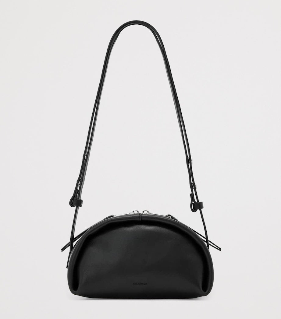 AllSaints Rosalie Arc cross-body bag in calfskin leather, imported from the UK