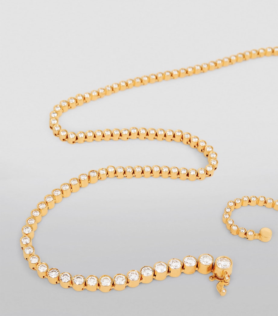 Sophie Bille Brahe yellow gold diamond tennis necklace, UK version