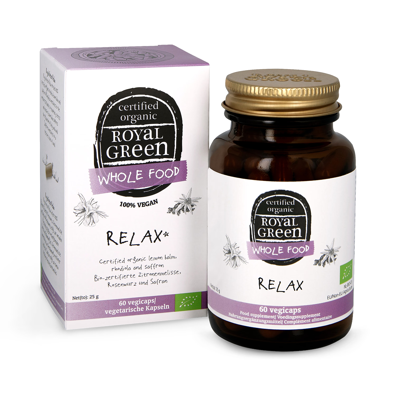 Royal Green Relax 60 capsules organic supplement (British brand)