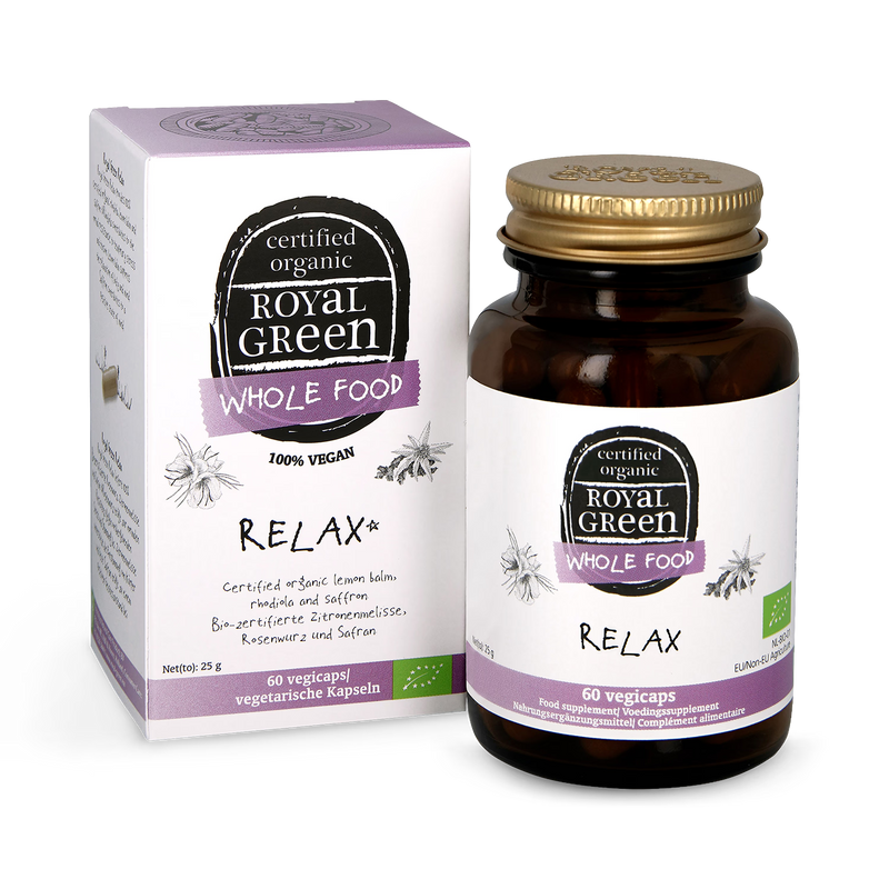 Royal Green Relax 60 capsules organic supplement (British brand)