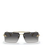 Lunettes de soleil rectangulaires sans monture Versace en métal doré - Produit britannique