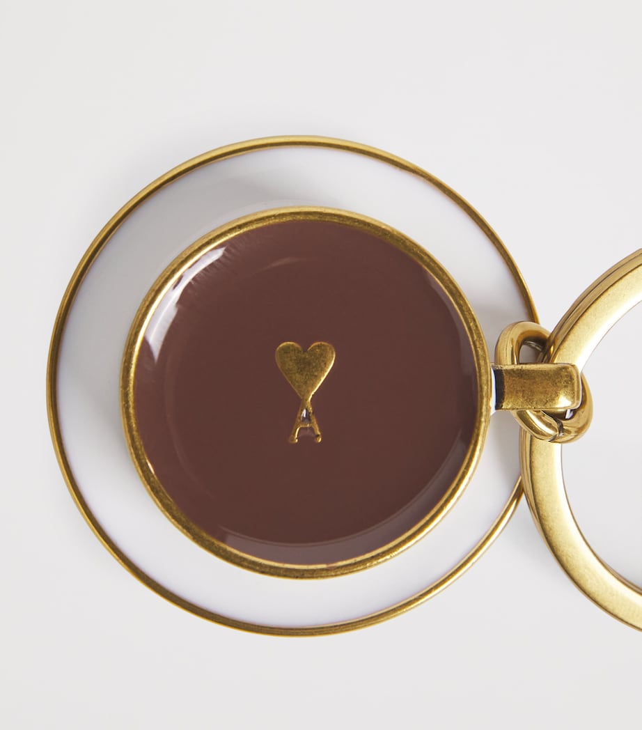 AMI Paris coffee cup keyring, metallic accessory - British product