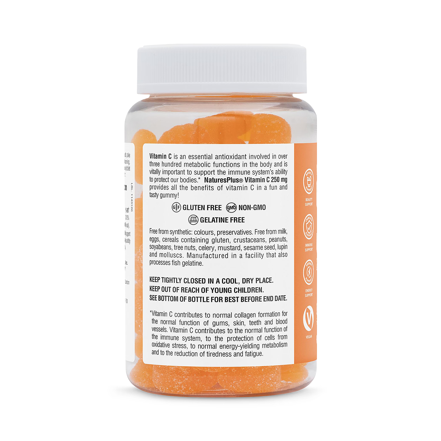 NaturesPlus Vitamin C gummies 250 mg orange (British brand)