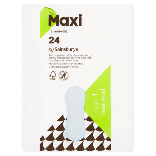 Sainsbury's Maxi Towel Normal x24 feminine care Sainsburys   