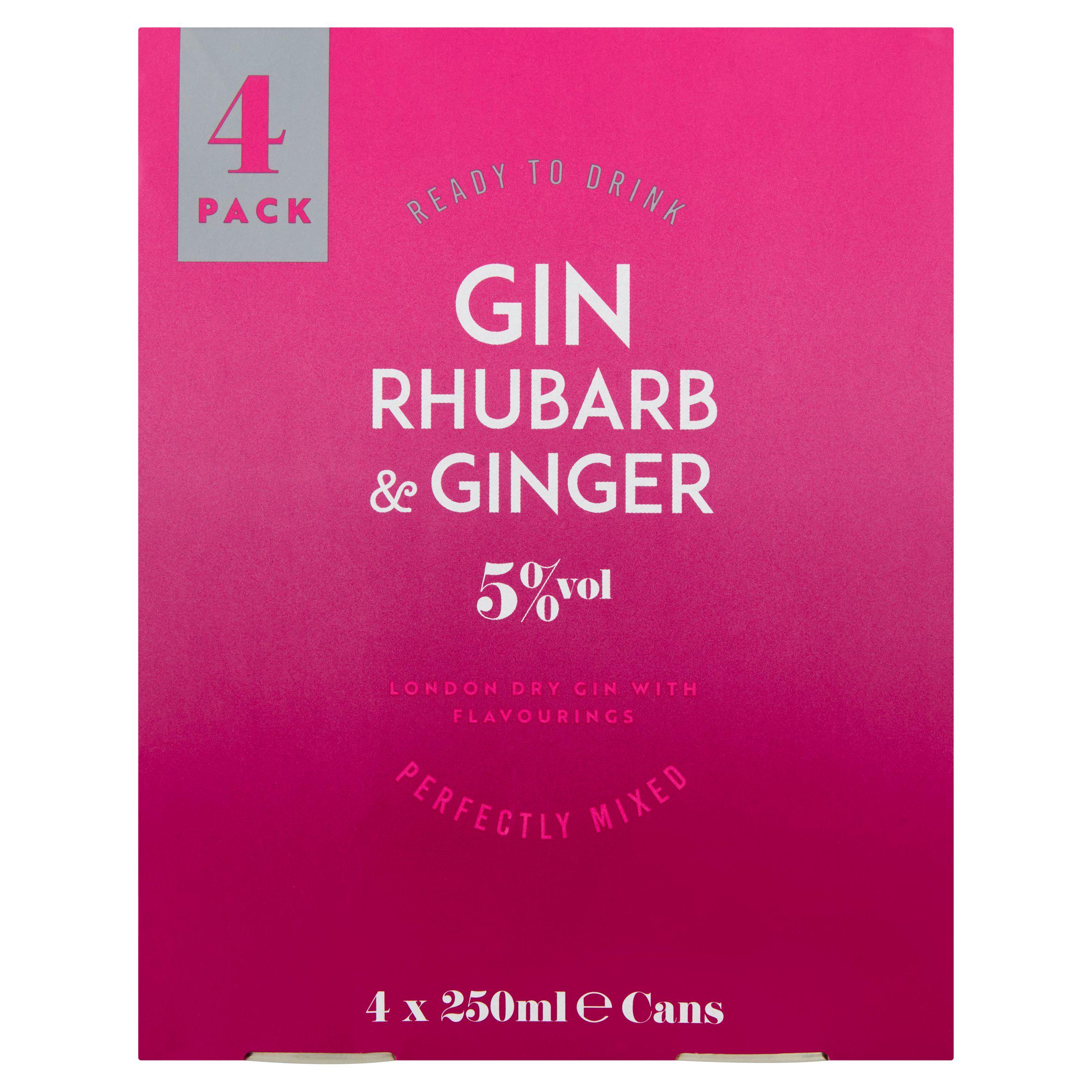 Sainsbury's Rhubarb & Ginger Gin 4x250ml GOODS Sainsburys   