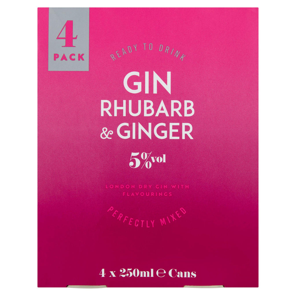 Sainsbury's Rhubarb & Ginger Gin 4x250ml