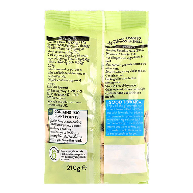 Holland & Barrett Lightly Salted Pistachios 210g, UK version