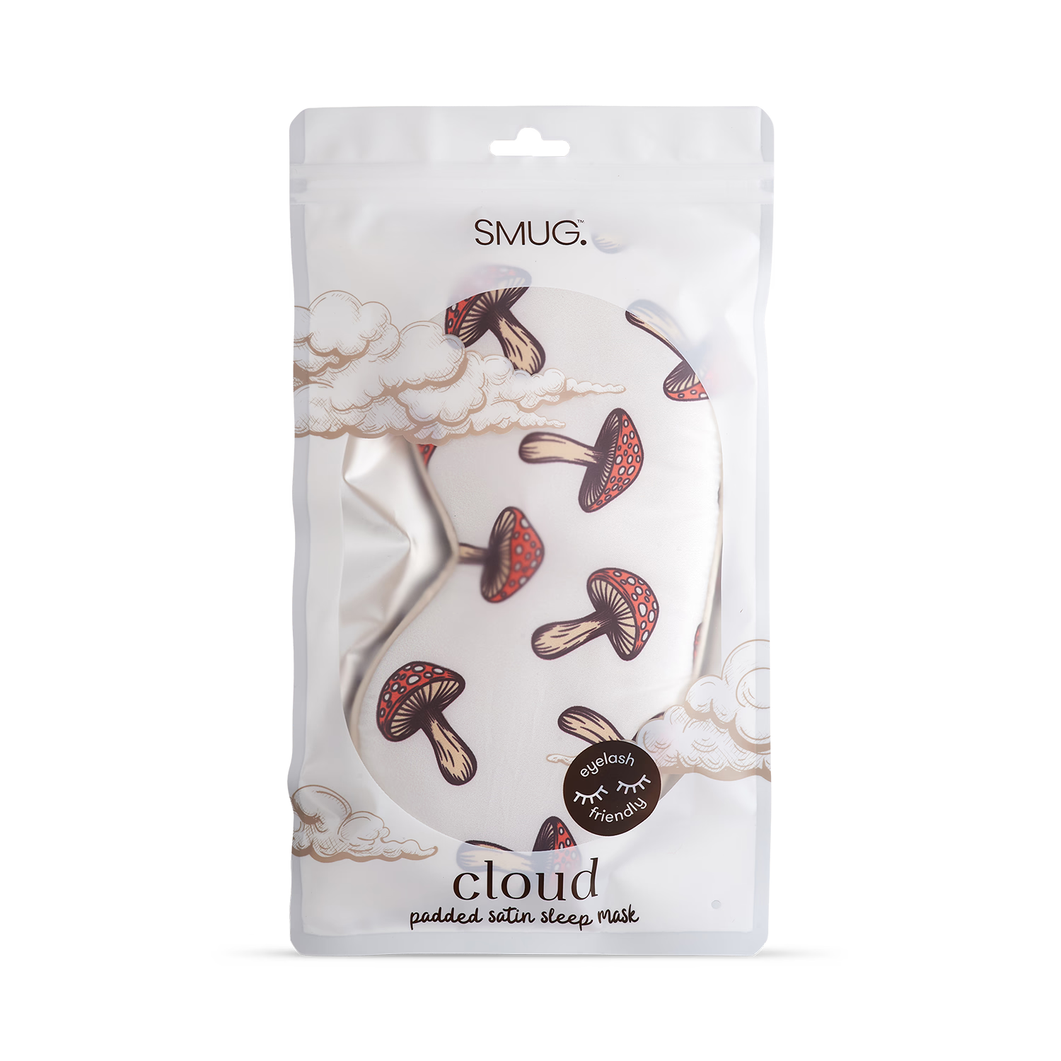 Smug Toadstool padded satin sleep mask - British product