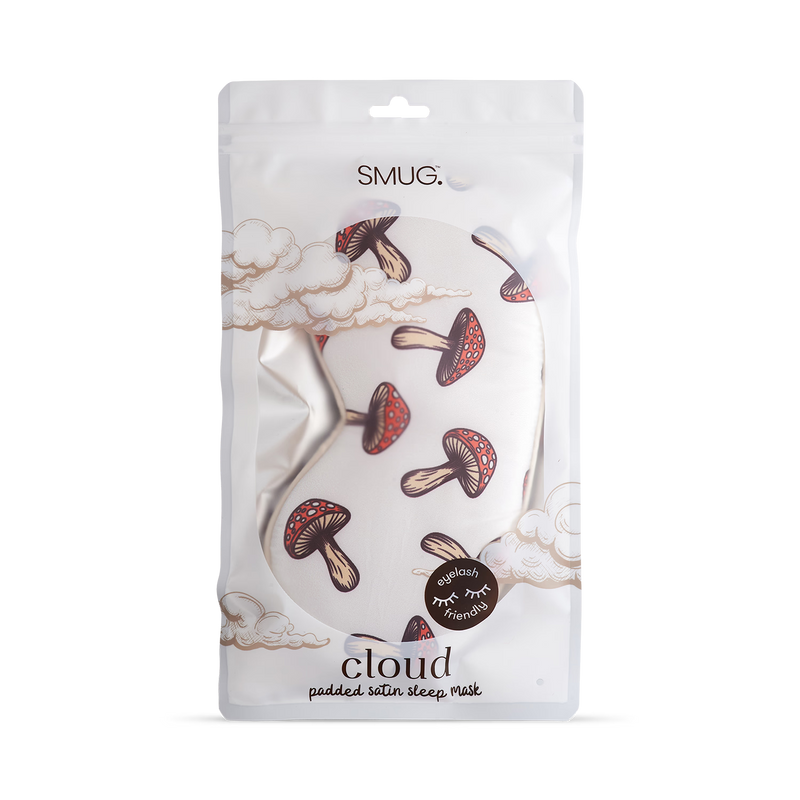 Smug Toadstool padded satin sleep mask - British product