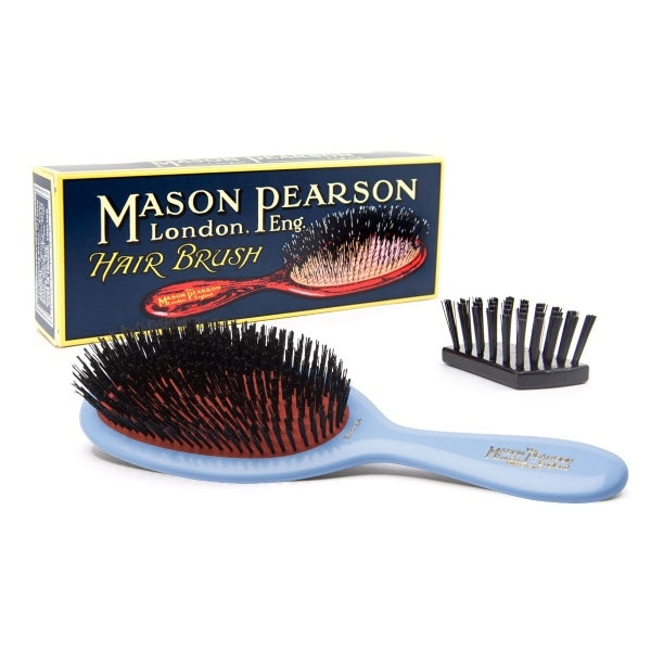 Mason Pearson small extra boar bristle hairbrush blue, imported from the UK