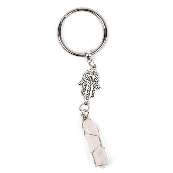 Myga Keyring - Hamsa & Clear Quartz