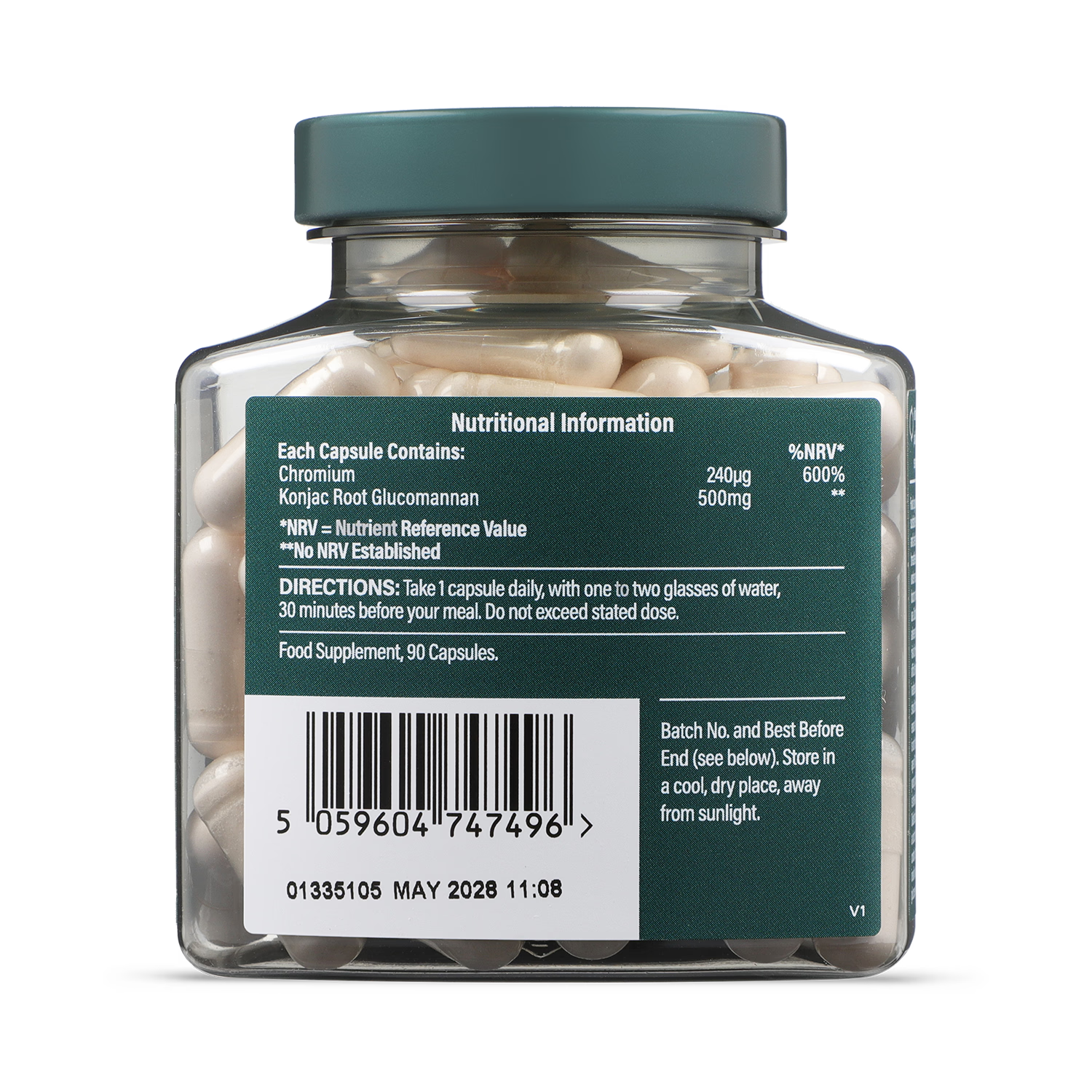 Holland & Barrett Glucomannan Chromium Slimming Capsules 90, UK version