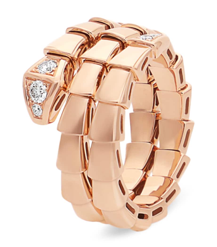 Bvlgari Serpenti Viper ring in rose gold with pavé diamonds (British brand)