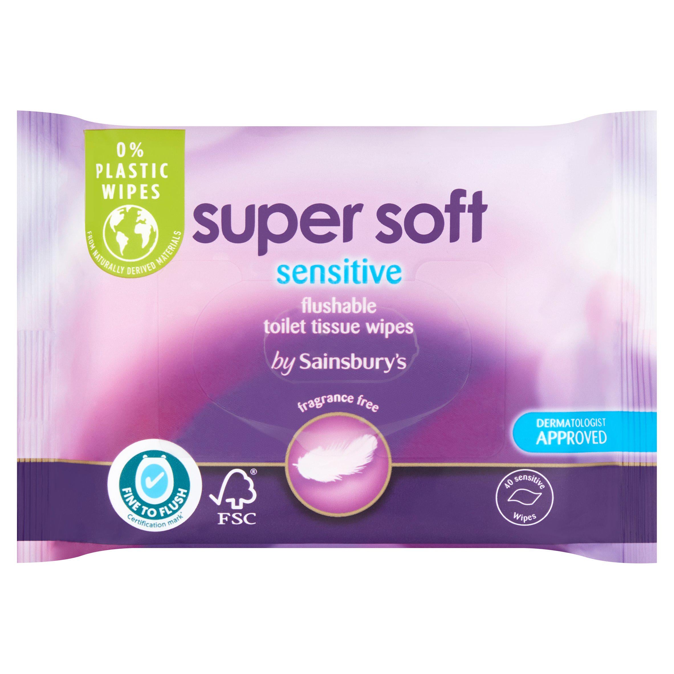 Sainsbury’s Super Soft Flushable Moist Toilet Tissue, Sensitive 40 wipes essentials Sainsburys   