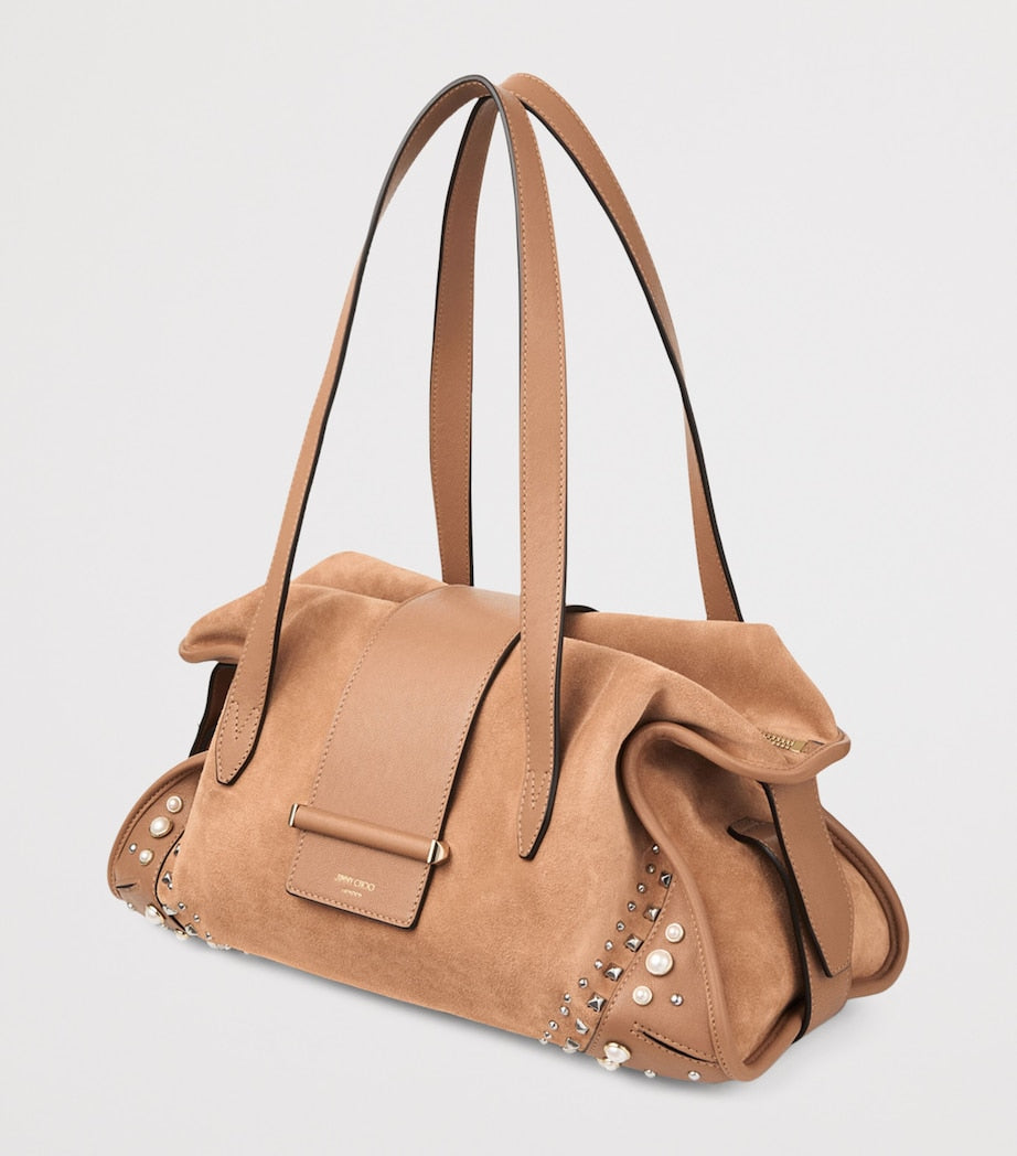 Jimmy Choo suede bar holdall bag 22x35x16cm, imported from the UK