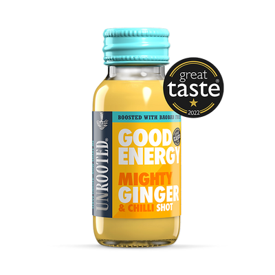 Holland & Barrett Unrooted Good Energy – Mighty Ginger and Chilli Shot 12x 60ml- Buy online at McGrocer