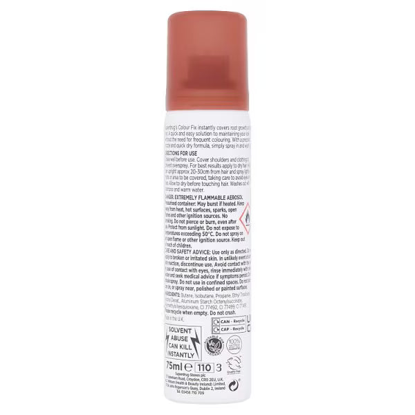 Superdrug colour fix root cover red brown (British brand)